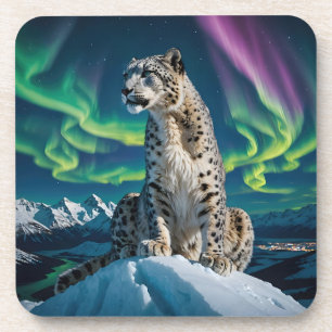 “Northern Sky Wanderer” – Snow Leopard Portrait Coaster