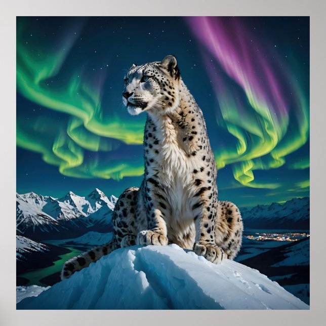 “Northern Sky Wanderer” – Snow Leopard Portrait Poster (Front)