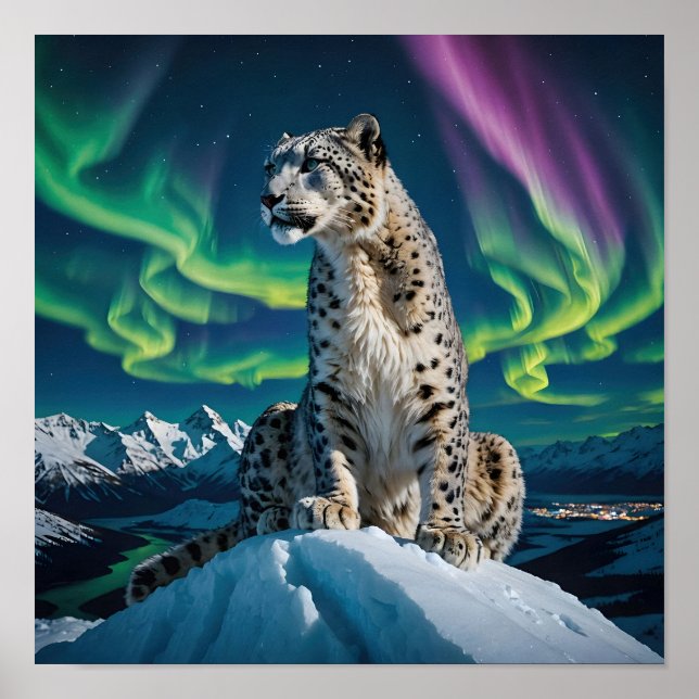 “Northern Sky Wanderer” – Snow Leopard Portrait Poster (Front)