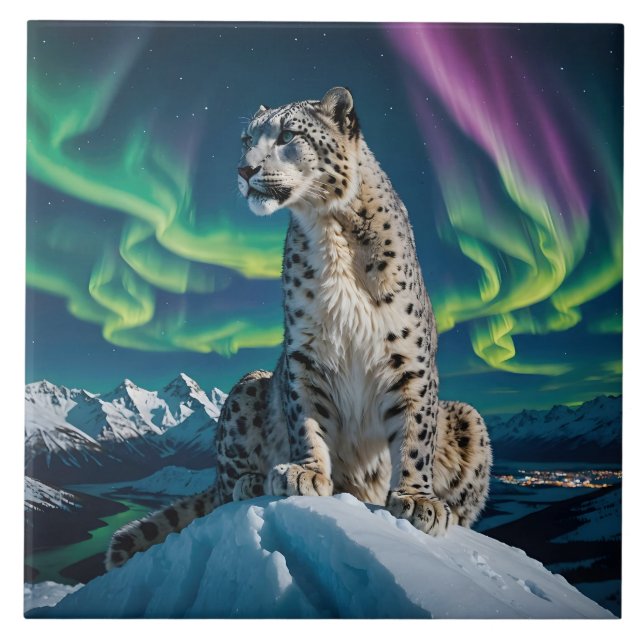 “Northern Sky Wanderer” – Snow Leopard Portrait Tile (Front)
