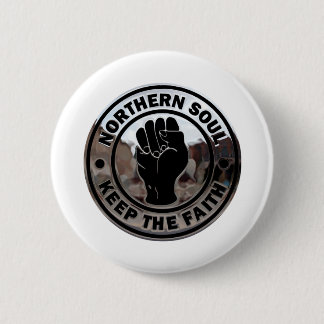 northern soul chrome and black 6 cm round badge