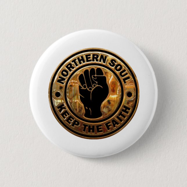 northern soul gold black 6 cm round badge (Front)