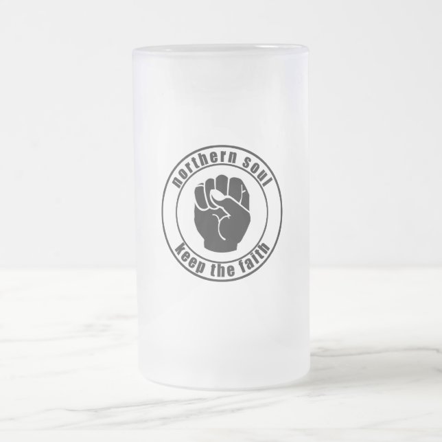 Northern Soul Patch Keep The Faith Frosted Glass Beer Mug (Center)