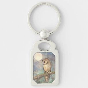 Northern Spotted Owl Wildile Watercolor Art Key Ring