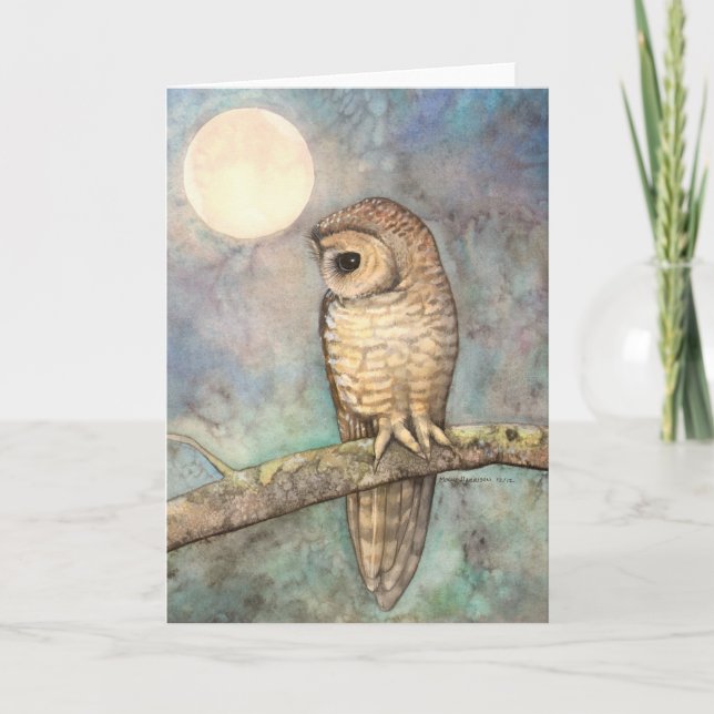 Northern Spotted Owl Wildlife Fine Art Card (Front)