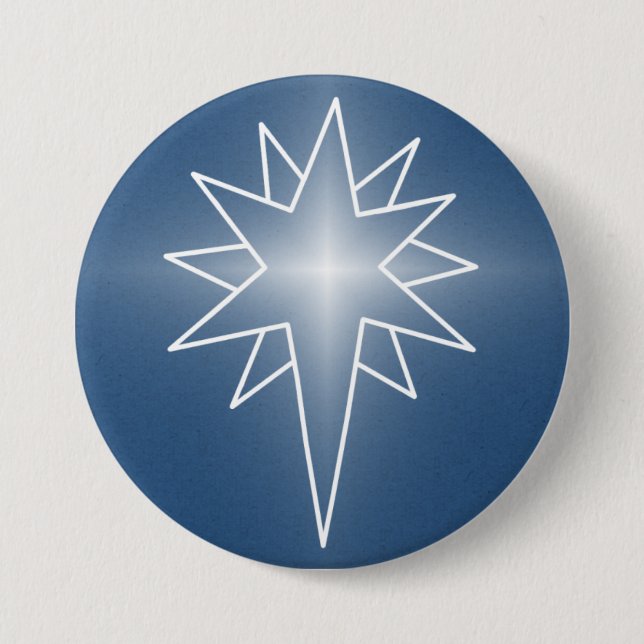 Northern Star Christmas Button, Royal Blue 7.5 Cm Round Badge (Front)