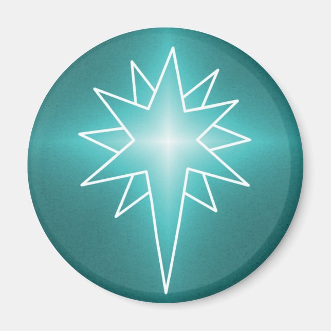 Northern Star Christmas Magnet, Teal Magnet (Front)