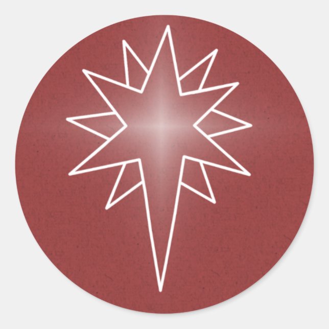 Northern Star Christmas Stickers, Red Classic Round Sticker (Front)