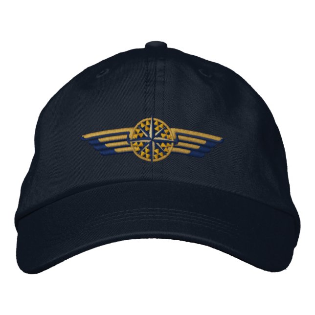 Northern Star Compass Pilot Wings Embroidered Hat (Front)