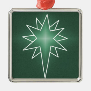 Northern Star Premium Square Ornament, Green Metal Tree Decoration