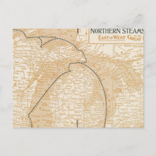 Northern Steamship Company map Postcard