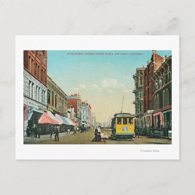 Northern View of 5th Street from F Street Postcard (Front)