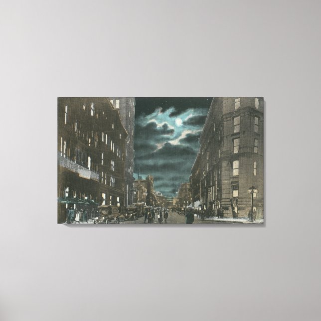 Northern View of Chenango Street at Night Canvas Print (Front)