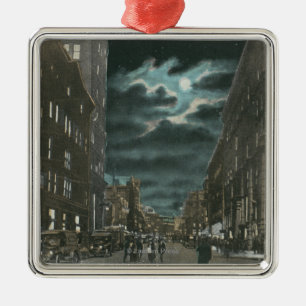 Northern View of Chenango Street at Night Metal Tree Decoration