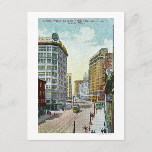 Northern View of Second Ave from Pike Street Postcard (Front)