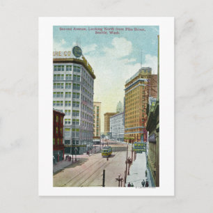 Northern View of Second Ave from Pike Street Postcard