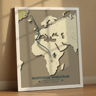 Northern Wheatear Migration Map – Minimalist Poster