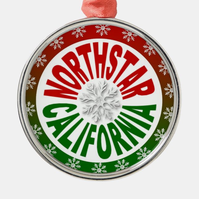 Northstar California red green snowflake ornament (Front)
