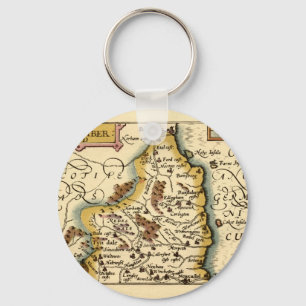 Northumberland County England Old Antiquarian Map Key Ring