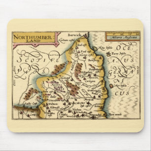 Northumberland County England Old Antiquarian Map Mouse Mat