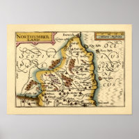 Northumberland County England Old Antiquarian Map