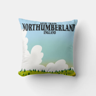 Northumberland england travel poster cushion