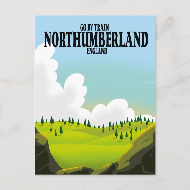 Northumberland england travel poster postcard (Front)