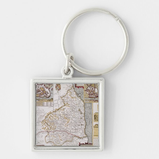 Northumberland, engraved by Jodocus Hondius Key Ring (Front)