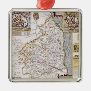 Northumberland, engraved by Jodocus Hondius Metal Tree Decoration