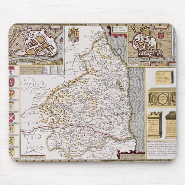 Northumberland, engraved by Jodocus Hondius Mouse Mat (Front)