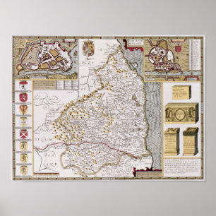 Northumberland, engraved by Jodocus Hondius Poster