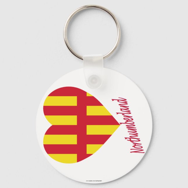 Northumberland Flag Heart with Name Key Ring (Front)