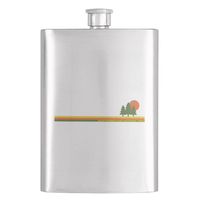 Northumberland National Park Pine Trees Sun Hip Flask (Front)