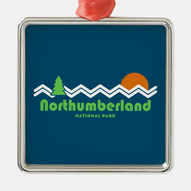 Northumberland National Park Retro Metal Tree Decoration (Front)