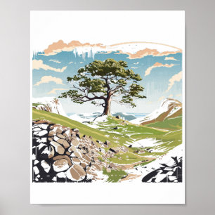 Northumberland National Park Sycamore Gap Tree Poster