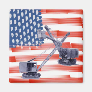 Northwest Crane Operator and Shovel American Flag Magnet