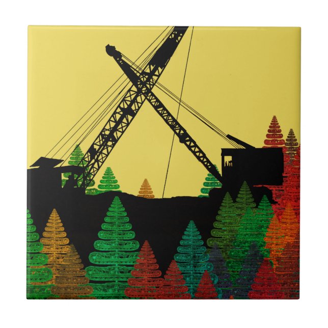 Northwest Crawler Crane n Track Fantasy Art Tile (Front)