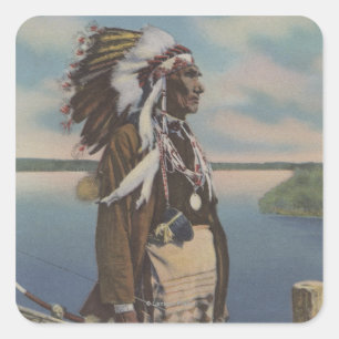 Northwest Indian Chief in Full Regalia Square Sticker
