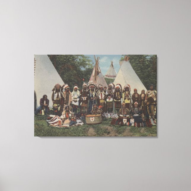 Northwest Indians at a Pow Wow before War Canvas Print (Front)