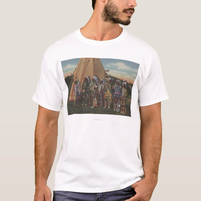 Northwest Indians - Row of Indian Chiefs in War T-Shirt (Front)