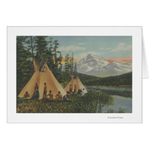Northwest Indians - Two Teepees Near Mountain