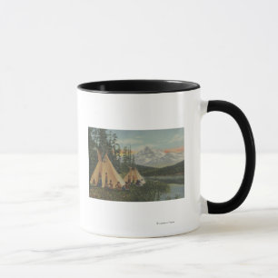 Northwest Indians - Two Teepees Near Mountain Mug