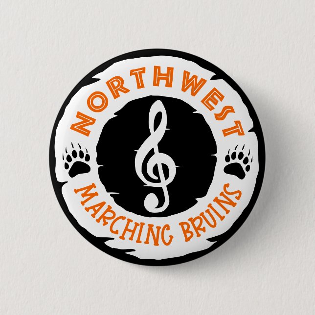 Northwest marching bruins band music note 6 cm round badge (Front)