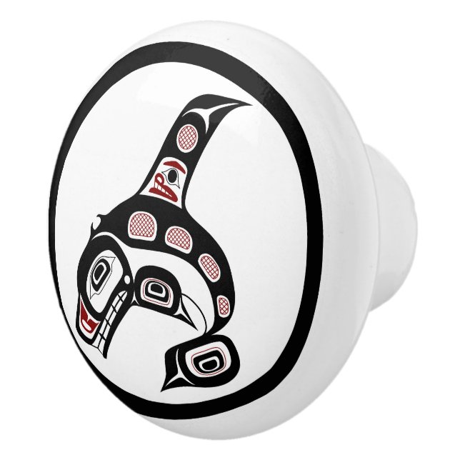 Northwest Pacific coast Haida art Killer whale Ceramic Knob (Right)
