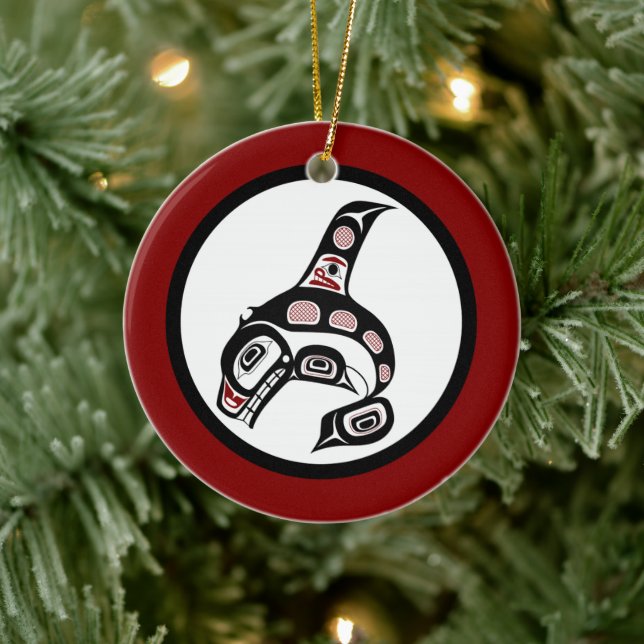 Northwest Pacific coast Haida art Killer whale Ceramic Tree Decoration (Tree)