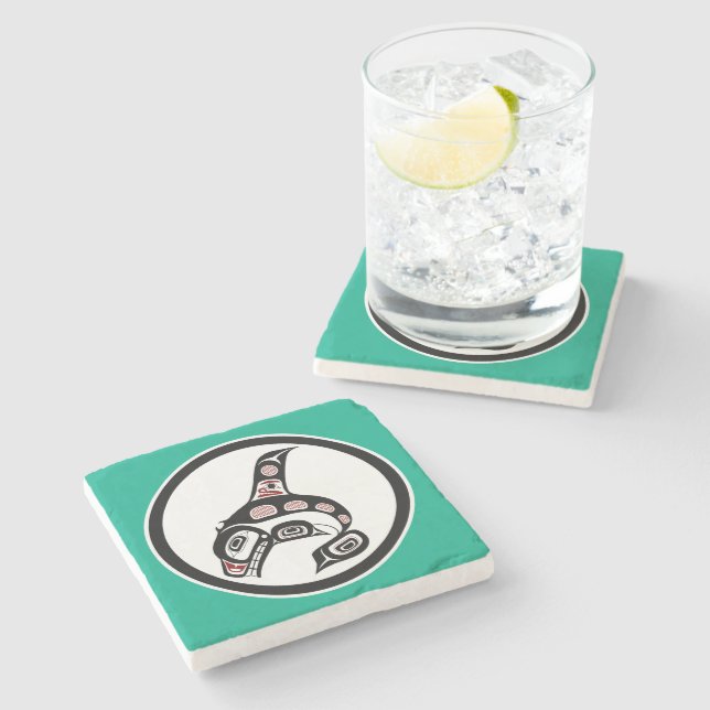 Northwest Pacific coast Haida art Killer Whale Stone Coaster (Side)