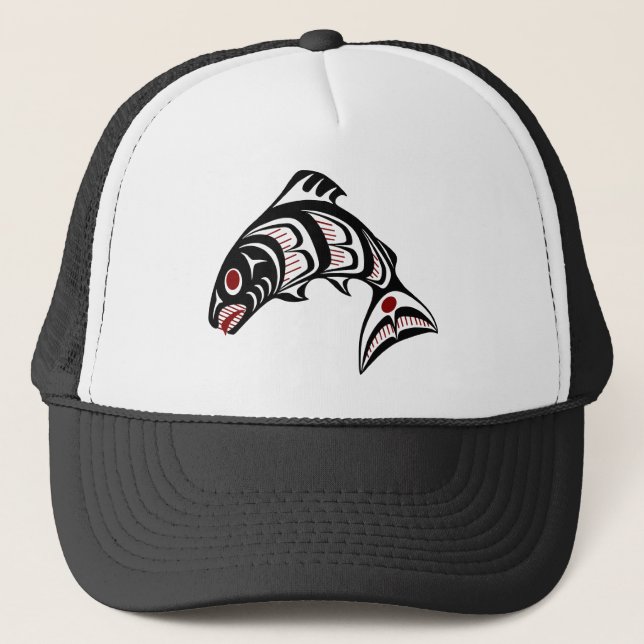 Northwest Pacific coast Haida art salmon Trucker Hat (Front)