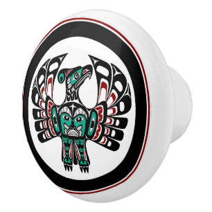 Northwest Pacific coast Haida art Thunderbird Ceramic Knob