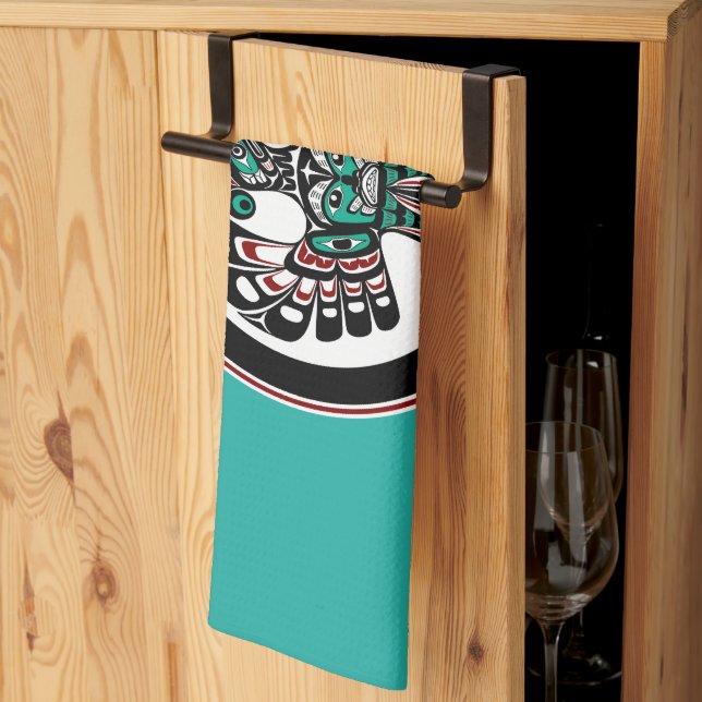 Northwest Pacific coast Haida art Thunderbird Tea Towel (Thirds Fold)