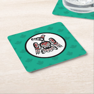 Northwest Pacific coast Haida Kaigani Thunderbird Square Paper Coaster